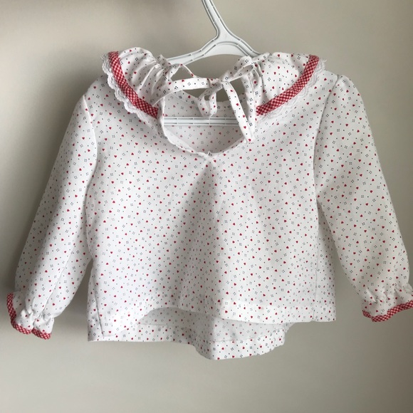 🌟3/$25 SALE🌟Vintage Polka Dot/Hearts Blouse -24M - Picture 2 of 7